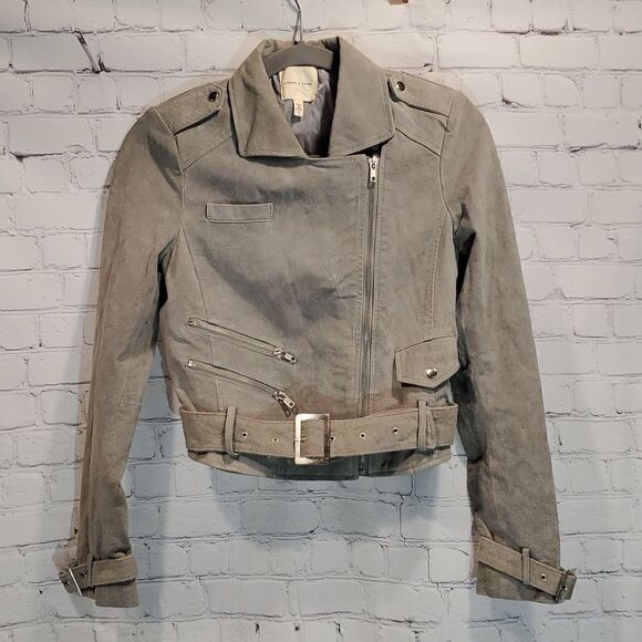 Silence and noise gray leather moto jacket - Picture 5 of 10